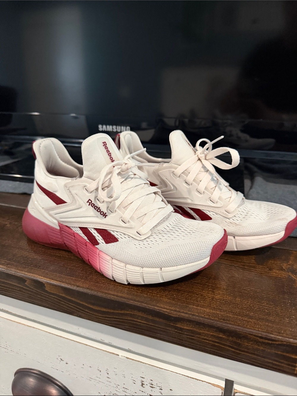 Reebok White Sneakers with Red Accents